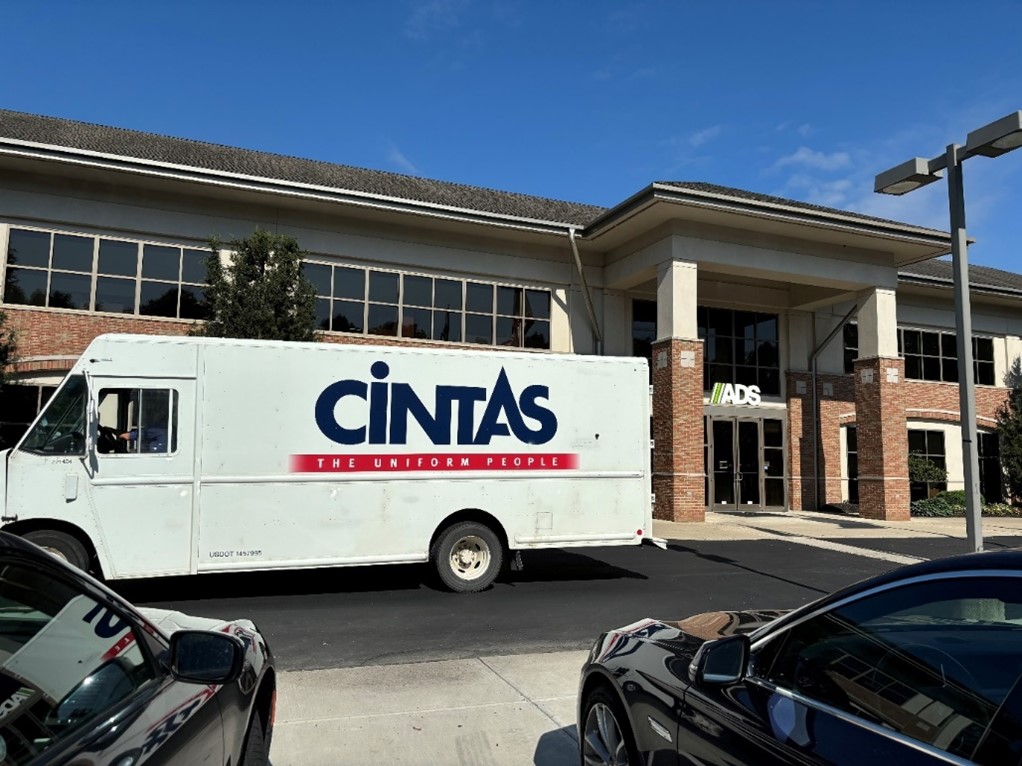 A white Cintas lorry.